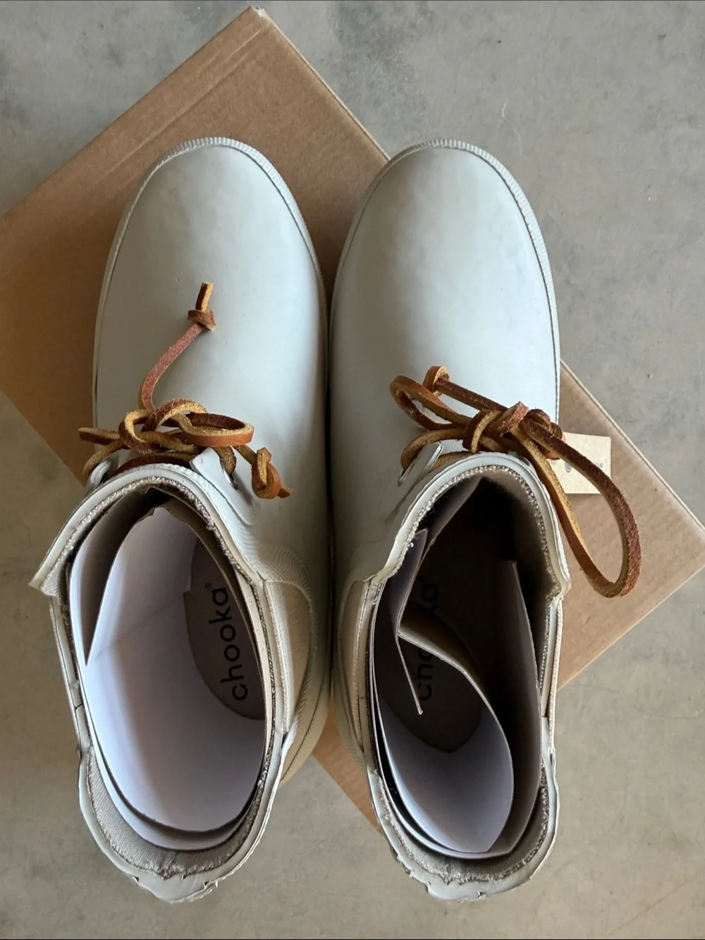 chooka Waterproof Ankle Rain Boots with Gum Sole size 7 sand, color, memory foam